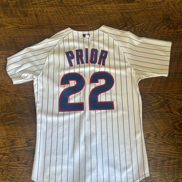 Majestic Baseball Jersey Mens 44 Chicago Cubs Pinstripe Mark Prior #22 White - Picture 4 of 7